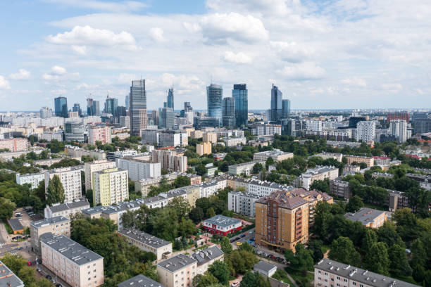 Warsaw - panorama of the center stock photo