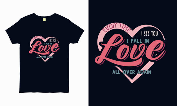istock Every time I see you I fall in love. valentine t shirt design vector 1365415149