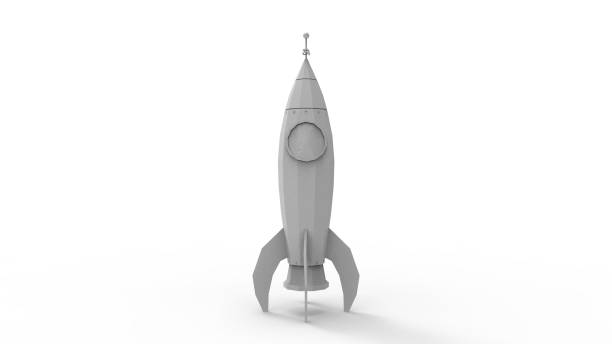 istock 3D rendering of cartoon toy rocket ioslated on white background 1365415852