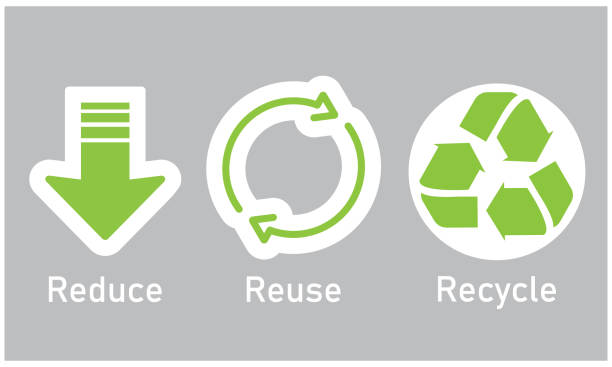 ilustrações de stock, clip art, desenhos animados e ícones de the symbols for reduce, reuse, recycle. - decreases