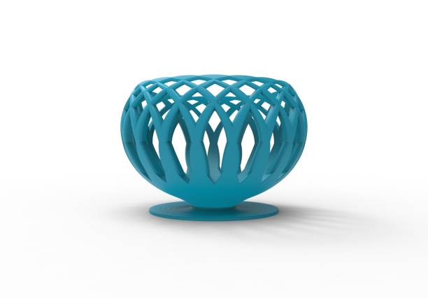 istock 3D rendering 3D illustration of a light blue 3d printed complex shaped vase 1365418003