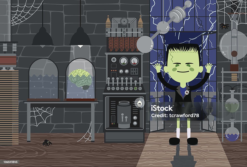 Monster-Boy en laboratoire - clipart vectoriel de Laboratoire libre de droits