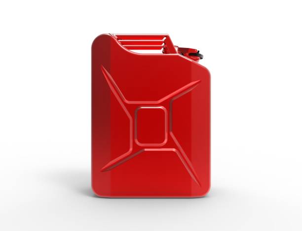 istock 3D rendering of a red jerry can isolated. 1365419608