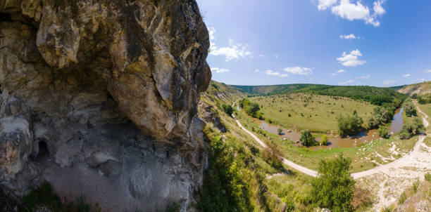 istock Aerial drone panoramic view of a valley in Moldova 1365420015