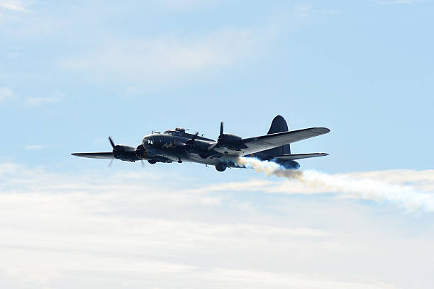 istock B-17 flying fortress on fire 136543091