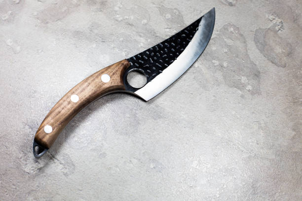 istock Big kitchen knife with wooden handle. 1365433046