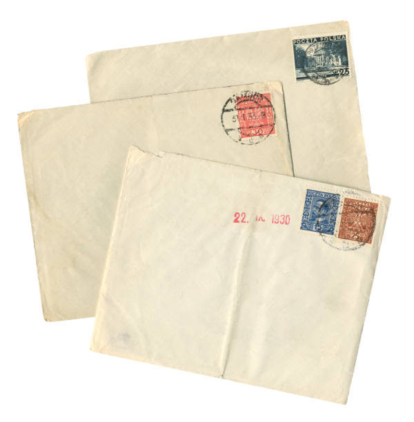 Three 1930s envelopes from Poland stock photo