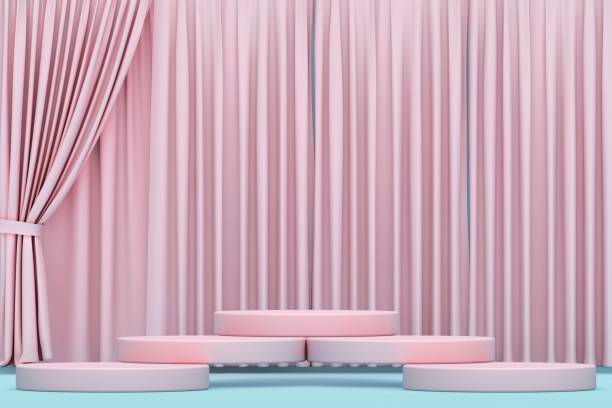 istock Pink and blue blank scene, empty product stand, empty stage for product presentation 1365435332