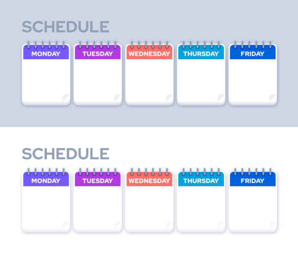 ilustrações, clipart, desenhos animados e ícones de programação semanal da semana do trabalho do planejador - semana