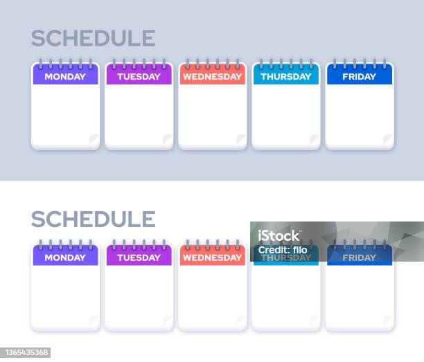 Weekly Planner Work Week Schedule向量圖形及更多日曆圖片 - 日曆, 個人備忘錄, 信息圖形 - iStock