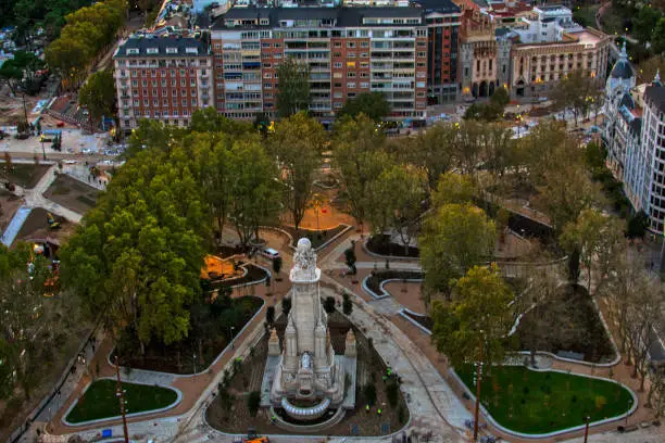 Photo of panoramic view from the top of the plaza de espana of Madrid with Plaza de Espana