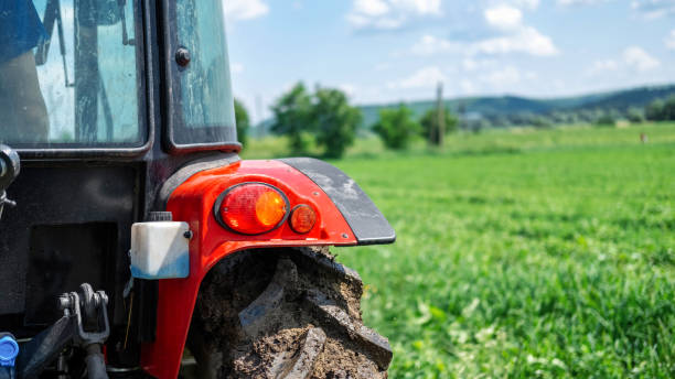 istock Rear view of a tractor in the nature 1365442322