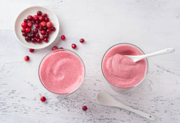 istock Vegan cranberry mousse with semolina and fresh cranberries 1365442632