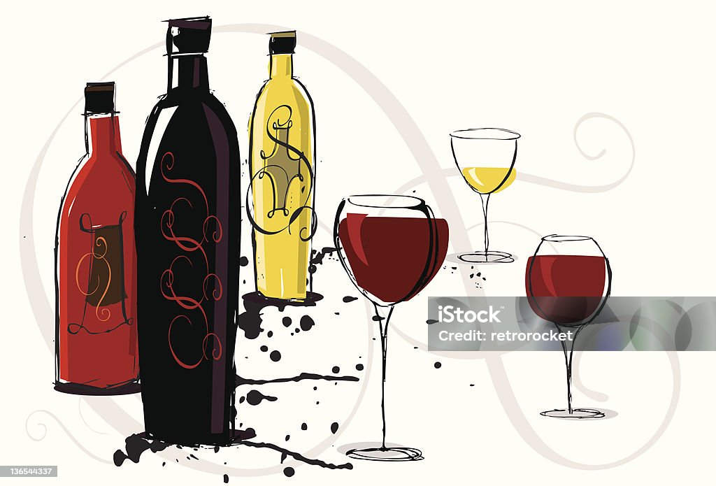 Различные вина - Векторная графика Белое вино роялти-фри