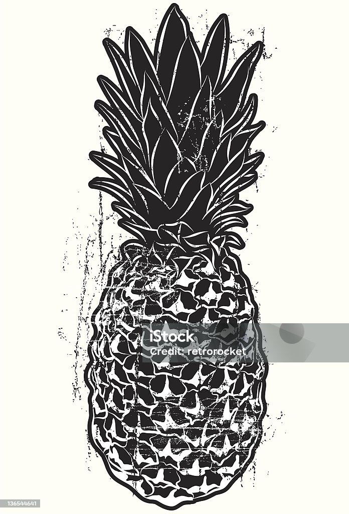 Silografia ananas - arte vettoriale royalty-free di Ananas