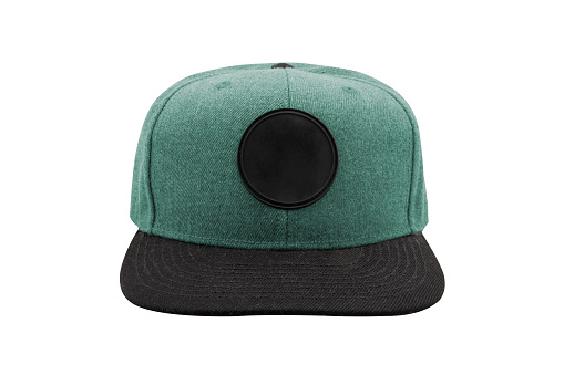 green and black Snap Back Cap isolated on white background