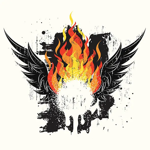 Vector illustration of Flaming wings