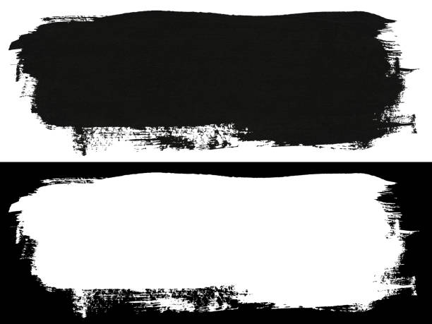 istock Black stroke of gouache paint brush 1365450855