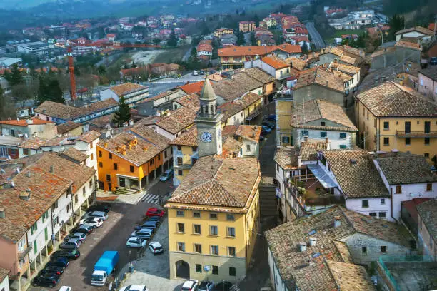 View of San Marino city with piazza Grande from above