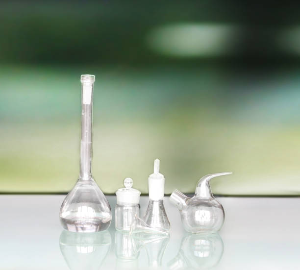 istock Glass Volumetric Flask ,Erlenmeyer flasks ,Laboratory Flasksare used for laboratory work,For mixing, pouring and storage of chemicals 1365450929