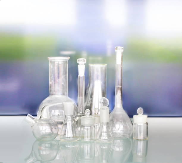 istock Glass Volumetric Flask ,Erlenmeyer flasks ,Laboratory Flasksare used for laboratory work,For mixing, pouring and storage of chemicals 1365450933