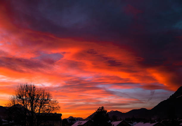 Sun Over Skyline.  Warm Colours.