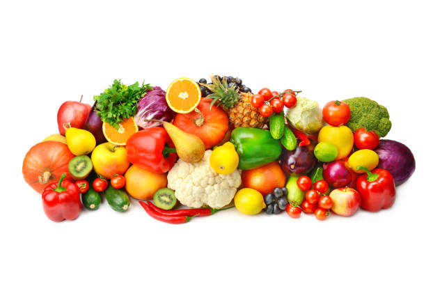 istock fruits and vegetables isolated on white background. 1365453601