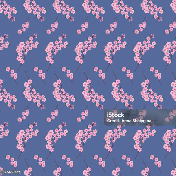 Sakura Pattern Simple Sakura Flowers Seamless Pattern Vector Endless White Background With ...