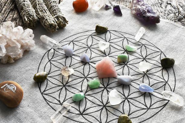 Crystal Healing Grid with Rose Quartz Pyramid