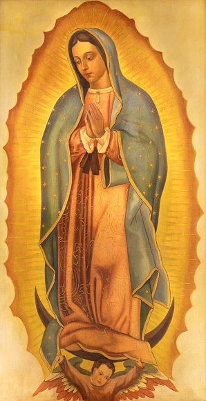 Vienna - The painting of Immaculate from Guadaluppe in the Votivkirche church by Hans Schweiger.