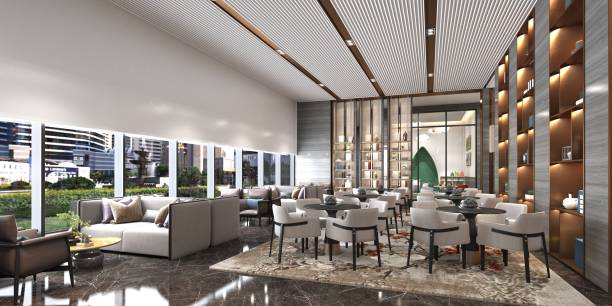 istock 3D Render of Luxury Hotel Lobby and Reception 1365470178