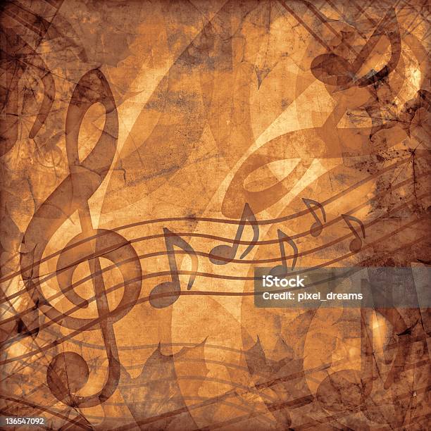 Vintage Music Sepia Background Stock Photo - Download Image Now - Backgrounds, Musical Note, Music