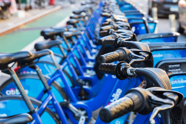 Chinatown, Manhattan, New York City, New York, USA. November 3, 2021. Citi Bike bike share bikes.