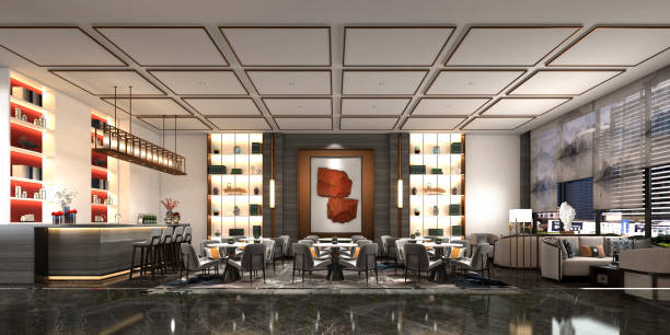 istock 3D Render of Luxury Hotel Lobby and Reception 1365471158