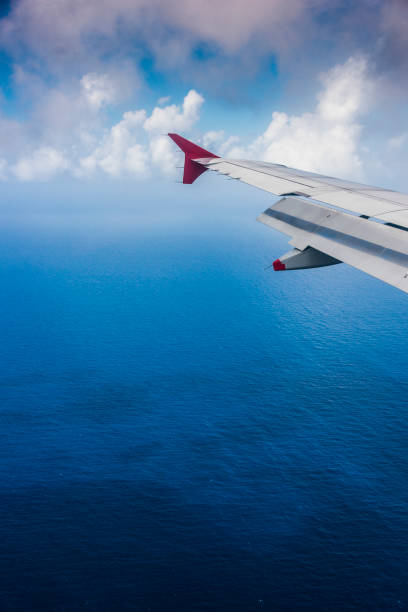 istock Airplane over the caribeean sea 1365473084