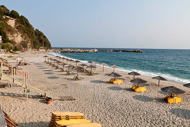 Agios Ioannis beach at Pelion in Greece Agios Ioannis village and beach at Pelion in Greece pilio greece stock pictures, royalty-free photos & images