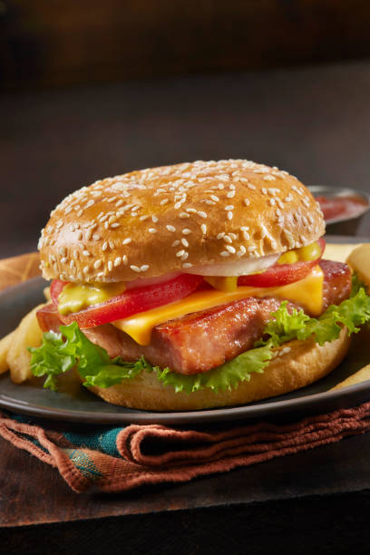 istock Grilled Spam Burger with Fries 1365475893
