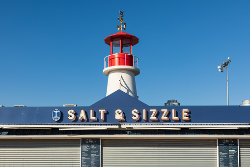 Coney Island, Brooklyn, New York City, New York, USA. November 6, 2021. Salt & Sizzle snack shop at Coney Island.