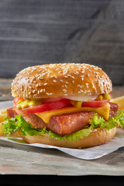istock Grilled Spam Burger with Fries 1365476293