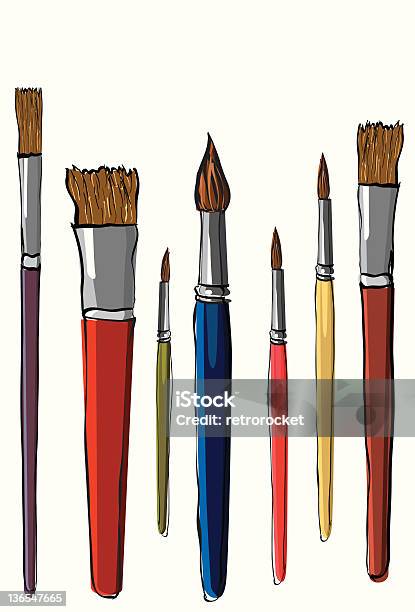 Artist Brushes Stock Illustration - Download Image Now - Paintbrush, Acrylic Painting, Art