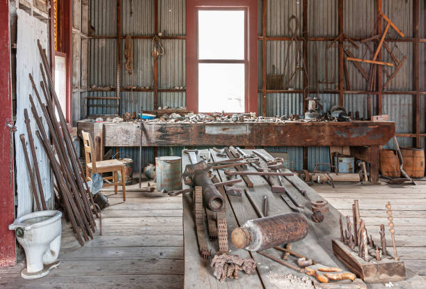 istock Work benches at abandoned mine in Tonopah, NV, USA 1365478782