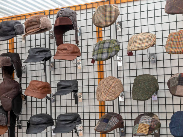 istock exhibition of wool and leather caps 1365478837