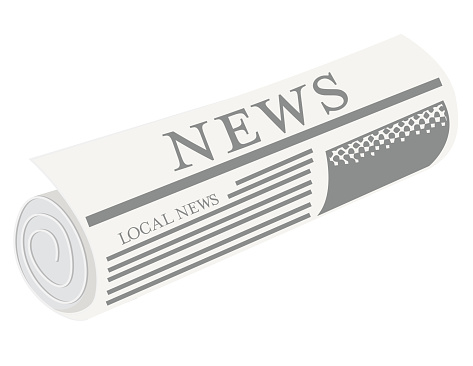A simple newspaper rolled up. Flat colors in CMYK on a transparent base.