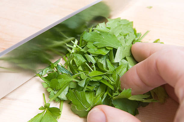 Cut parsley stock photo