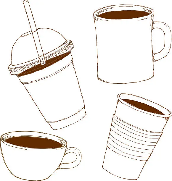 Vector illustration of Coffee cups