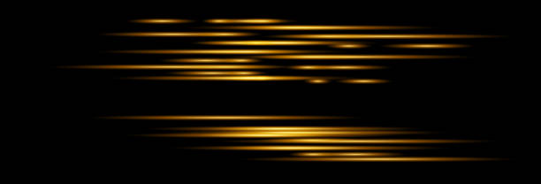 Velocity light effect. Horizontal lens flares and Laser beams, horizontal light rays Velocity motion. Vector gold glowing illustration. vector art illustration