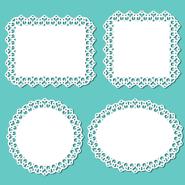 Lace frame and doliy White lace doilys and frames. doily stock illustrations