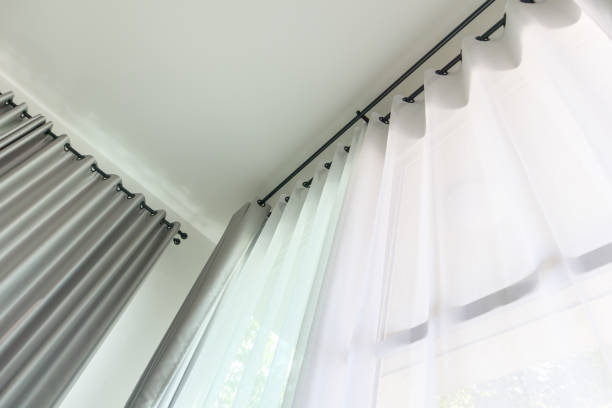 istock Curtain window interior decoration in living room 1365483263
