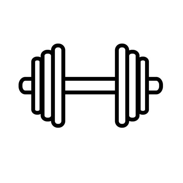 Vector Simple Sign of dumbbell, Isolated on White vector art illustration