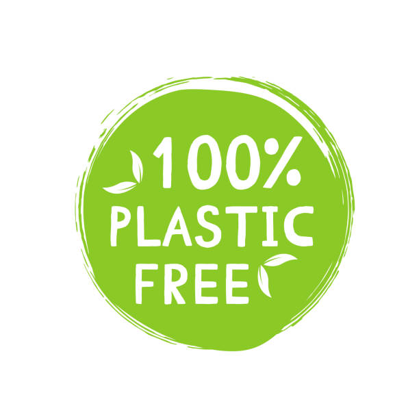 istock Plastic free green icon badge. Bpa plastic free chemical mark zero or 100 percent clean. 1365489042